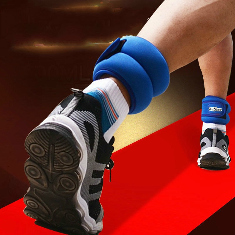 1 Pair 1KG Adjustable Leg Ankle Wrist Iron Sand Bag Weights Straps Foot Ring for Strength Training Fitness Exercise Running Gym