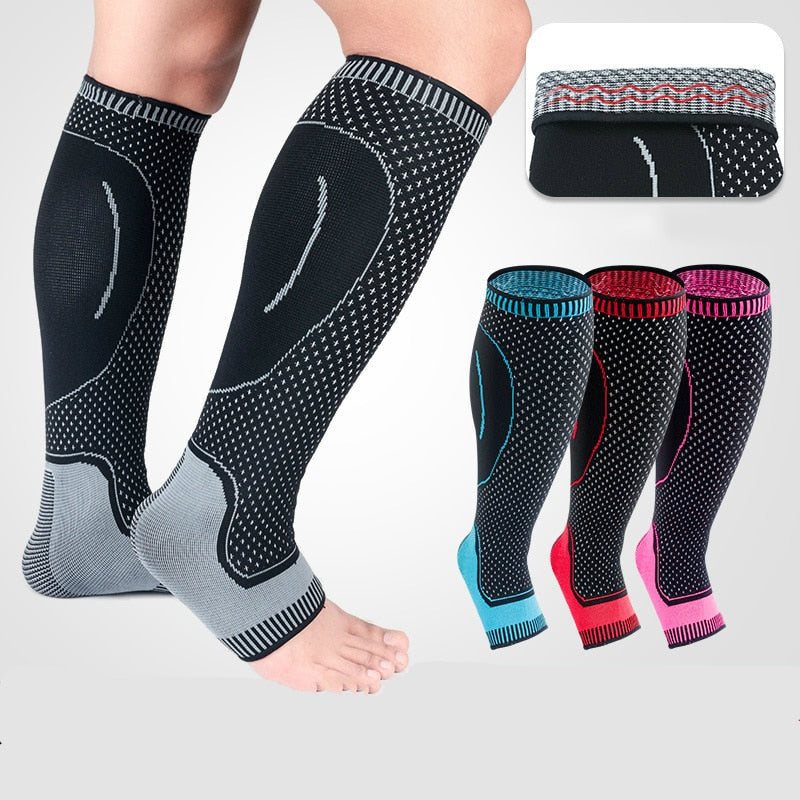1 Pair Ankle Calf Compression Sleeve Socks Leg Guard Warmer Stocking Protector for Football Soccer Basketball