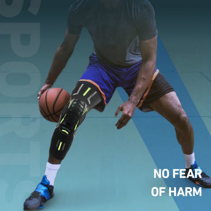 1PCS Basketball Knee Pad Protective Long Knee Brace Compression Leg Sleeve Shin Guard Kneepad Honeycomb Crashproof Leg Support