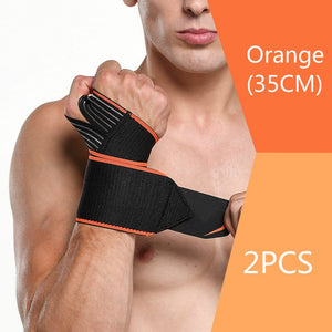 2PCS 35CM Wrist Band Support Adjustable Wrist Bandage Hands Palm Protector Straps Wrap for Gym Tennis Powerlifting Pain Relief