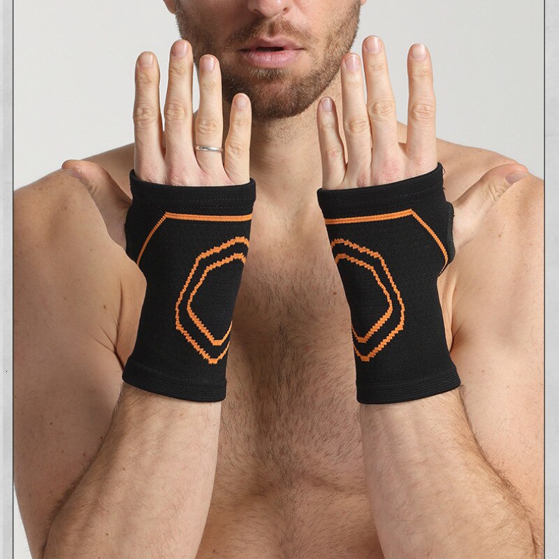 2PCS Elastic Compression Wrist Protector Volleyball Basketball Wrist Support Palm Pad Brace Sports Hand Bandage Gym Sport Wrap