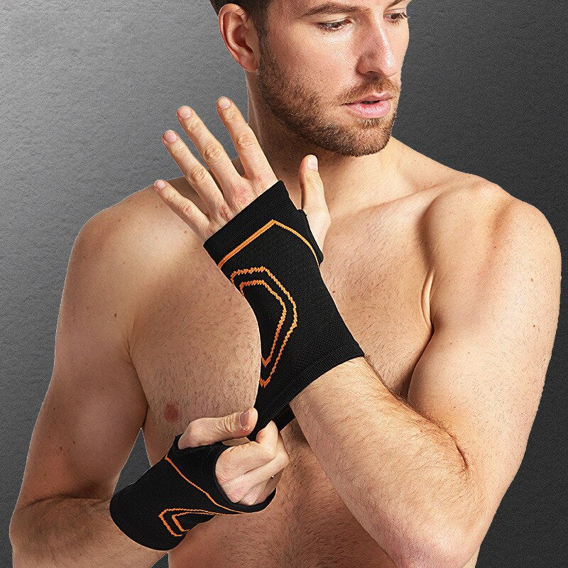 2PCS Elastic Compression Wrist Protector Volleyball Basketball Wrist Support Palm Pad Brace Sports Hand Bandage Gym Sport Wrap